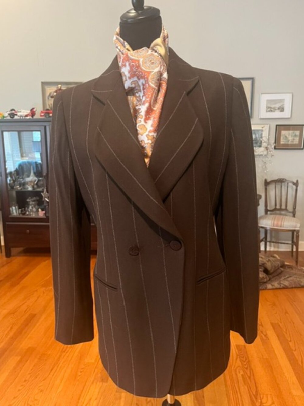 Giorgio Armani Le Collezioni Pinstripe Blazer — Size 12